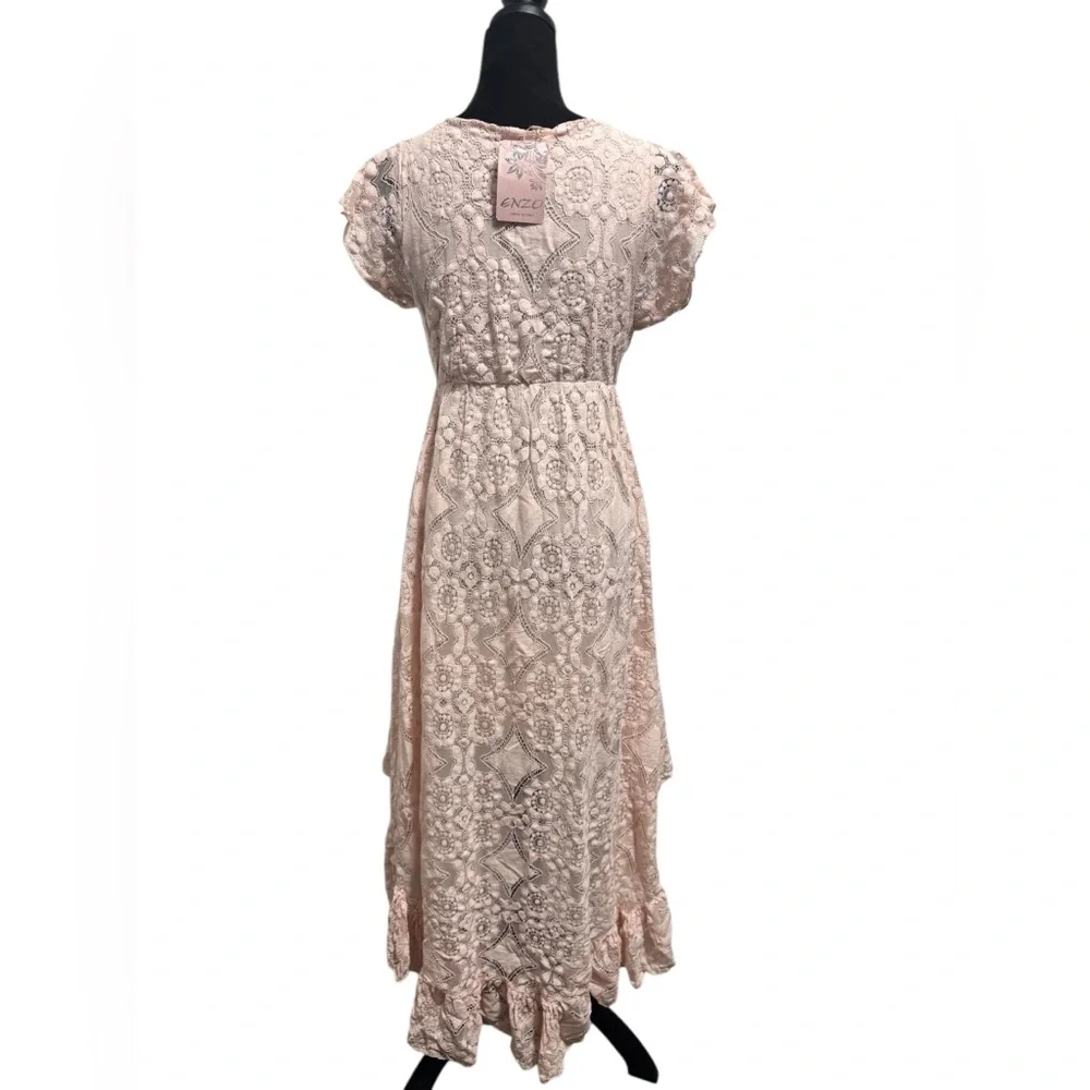 Enzo Made in Italy Lace Hi Low Dress Pink - Picture 3 of 14